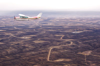 EcoFlight flying over oil and gas development in Wyoming