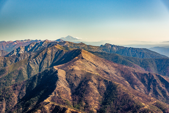 Looking across Trinity Alps Wilderness towards Mount Shasta