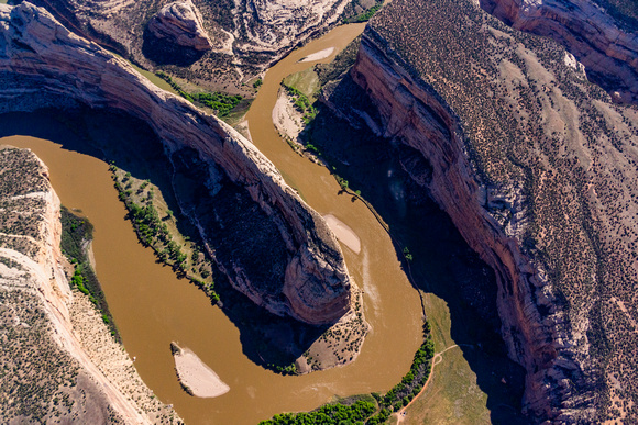 Steamboat Rock Green and Yampa River Confluence in Dinosaur National Monument--2